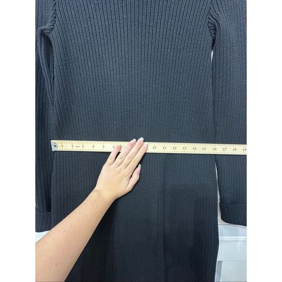 NWOT BOTTEGA VENETA Wool Blend Turtleneck Ribbed Bodycon Midi Black Dress Medium - Picture 9 of 12